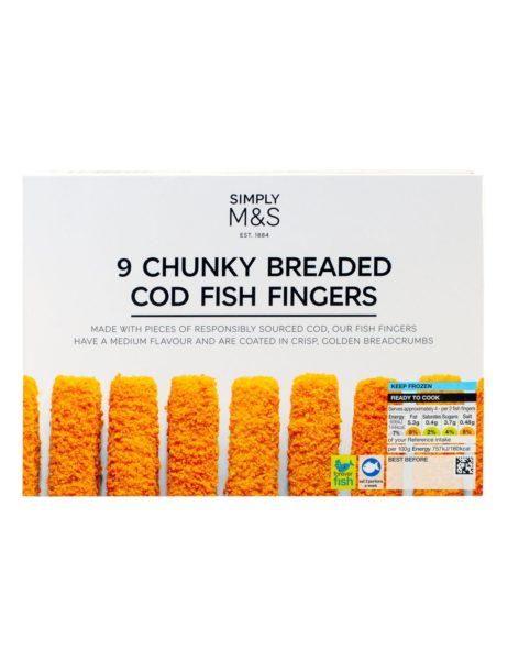 9 Chunky Breaded Cod Fish Fingers -360gr