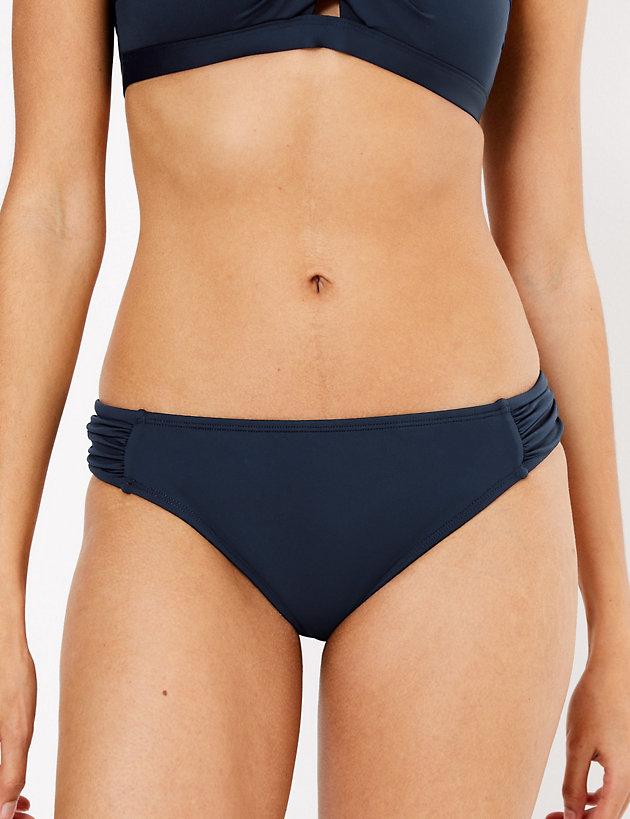 Side Ruched Hipster Bikini Bottoms