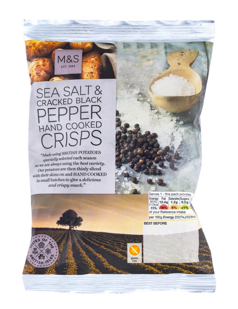 Sea Salt & Cracked Black Pepper Hand Cooked Crisps