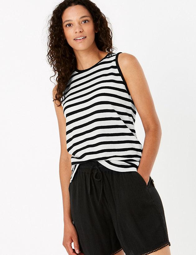 Cotton Rich Striped Straight Fit Vest