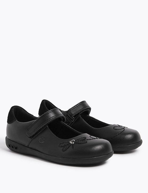 Kids' Leather Flashing Light School Shoes (8 Small -1 Large)