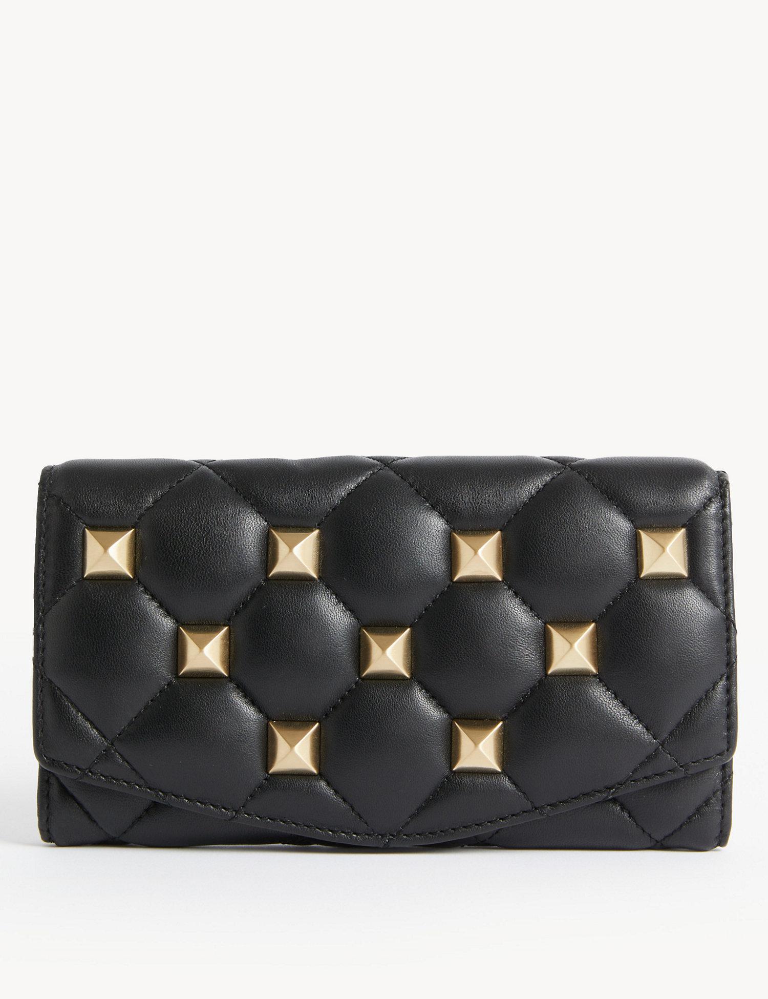 Leather Studded Foldover Purse