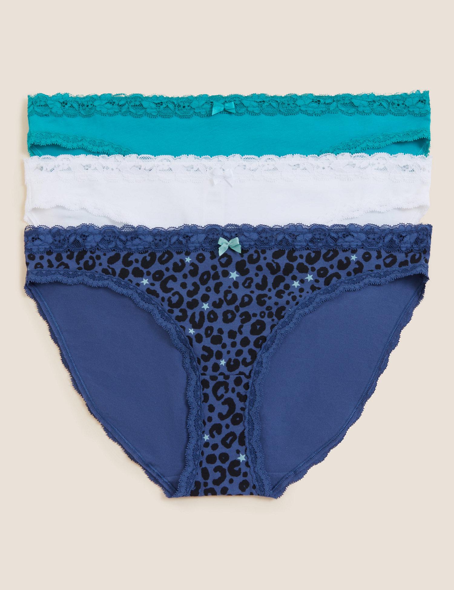 3pk Cotton Rich Printed Bikini Knickers