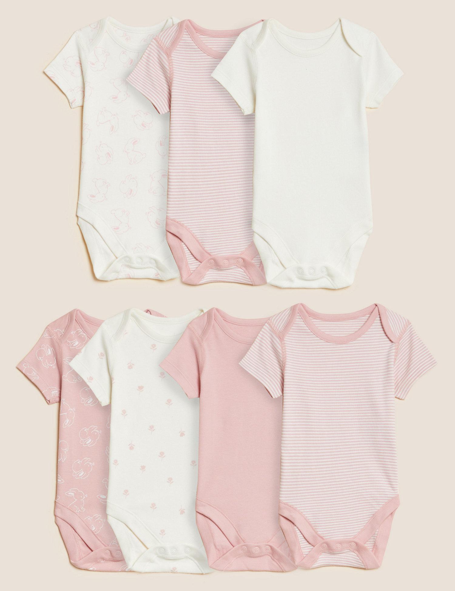 7pk Pure Cotton Bodysuits (5lbs - 3 Yrs)