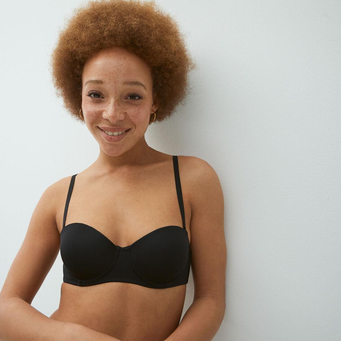 Microfibre bandeau bra - black