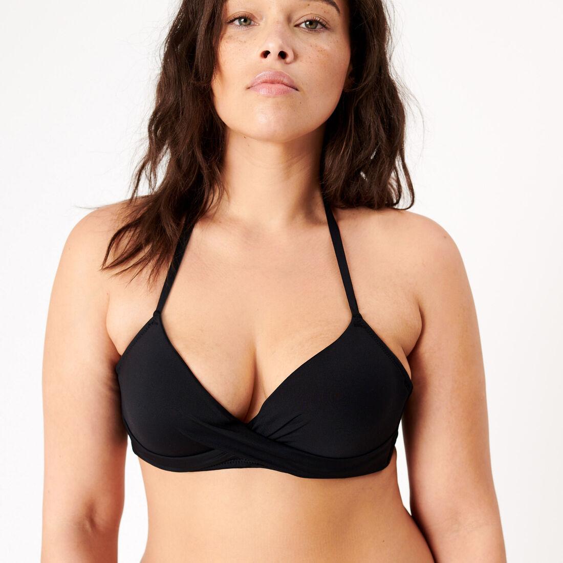 Plain push-up bikini top - black