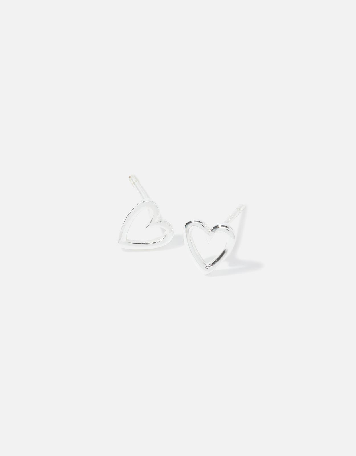 Sterling Silver Cut-Out Heart Studs
