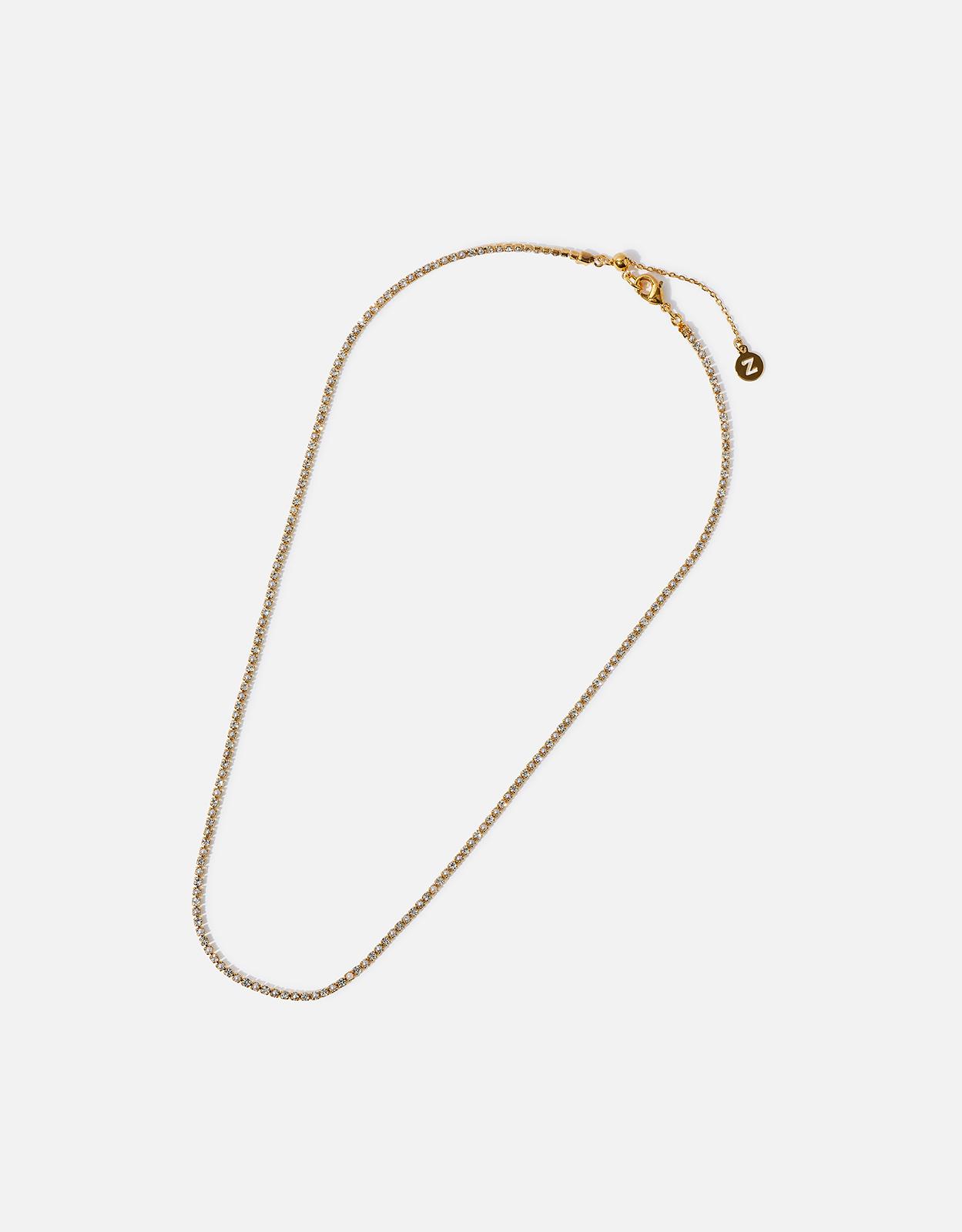 14ct Gold-Plated Pearl Sparkle Tennis Necklace
