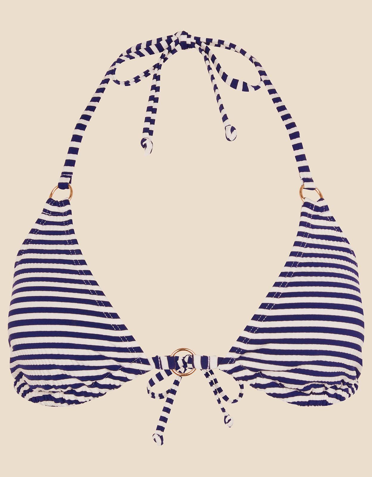 Ring Detail Stripe Triangle Bikini Top